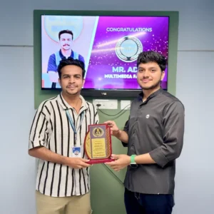Best Employee Award certificate presented to Adhil Noushad by G-TEC Education, best graphic designer in Kerala