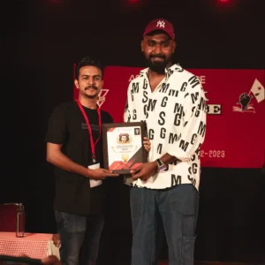 Adhil Noushad with Malayalam singer Hanansha, best graphic designer in Kerala
